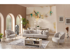 Urla Cream 4-pieces (Sofa & Module Sofa & 2 Chair) Living Room Set - Ornate Home