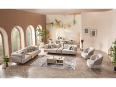 Urla Cream 4-pieces (Sofa & Module Sofa & 2 Chair) Living Room Set - Ornate Home