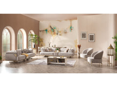 Urla Cream 4-pieces (Sofa & Module Sofa & 2 Chair) Living Room Set - Ornate Home