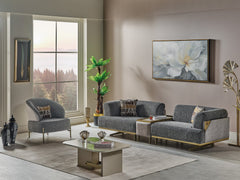 Urla Grey 4-pieces (Sofa & Module Sofa & 2 Chair) Living Room Set - Ornate Home