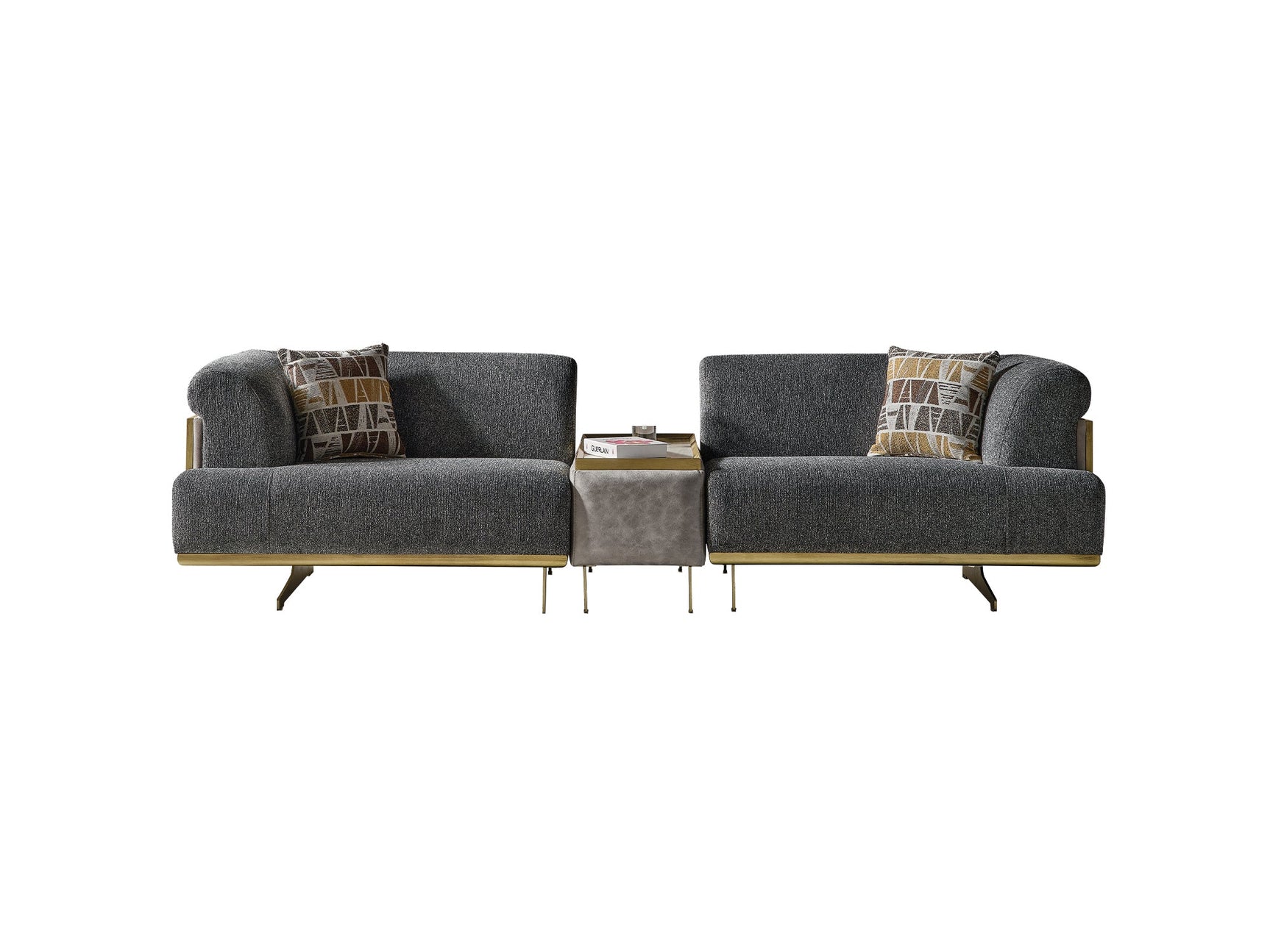 Urla Grey 4-pieces (Sofa & Module Sofa & 2 Chair) Living Room Set