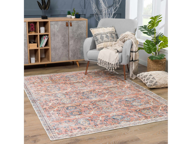 Urpi Rose & Blue Washable Area Rug - Clearance - Ornate Home