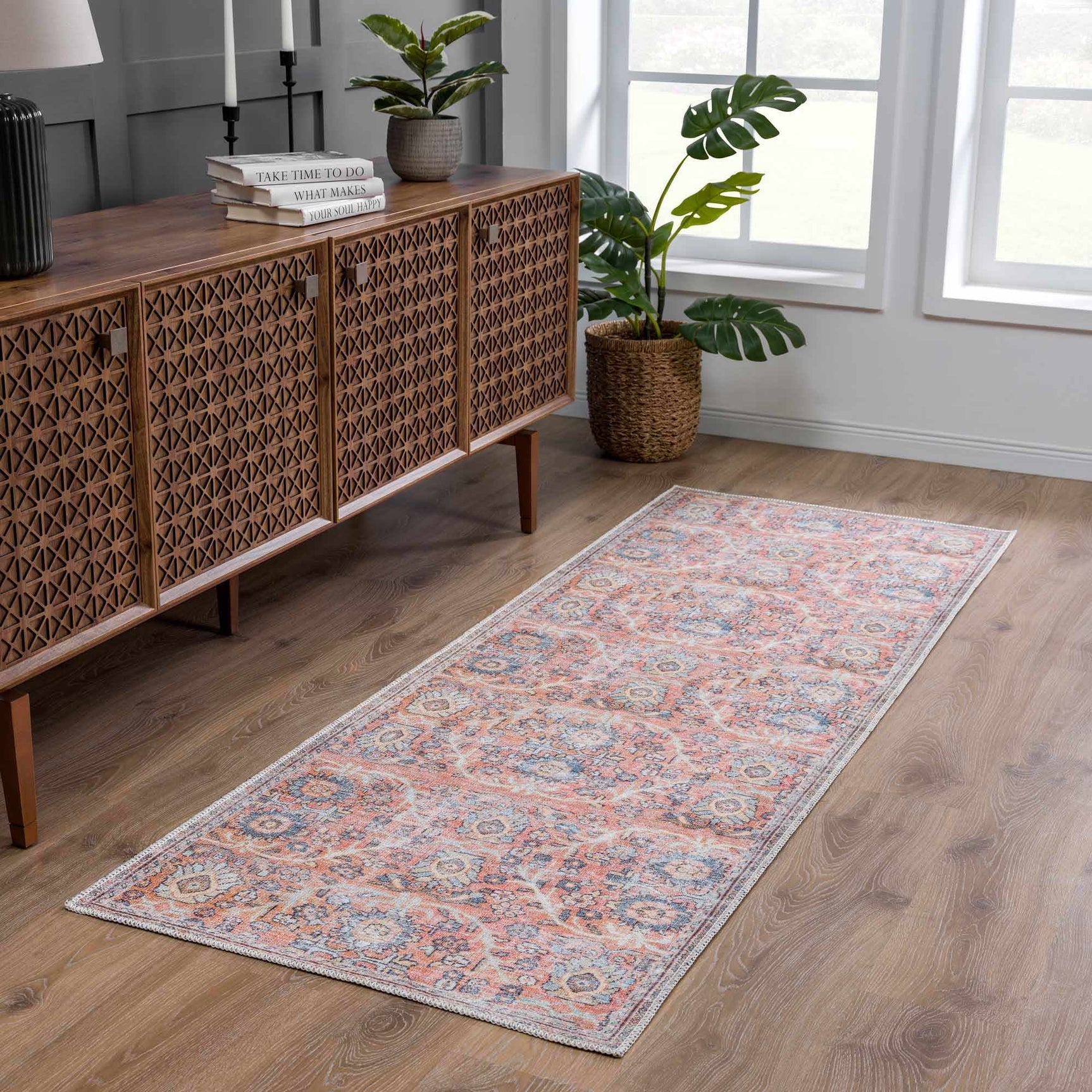 Urpi Rose & Blue Washable Area Rug - Clearance - Ornate Home