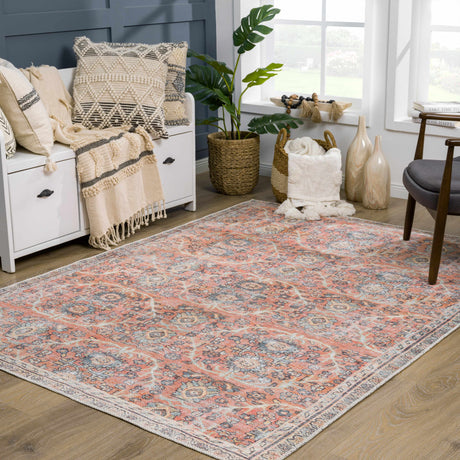 Urpi Rose & Blue Washable Area Rug - Clearance - Ornate Home