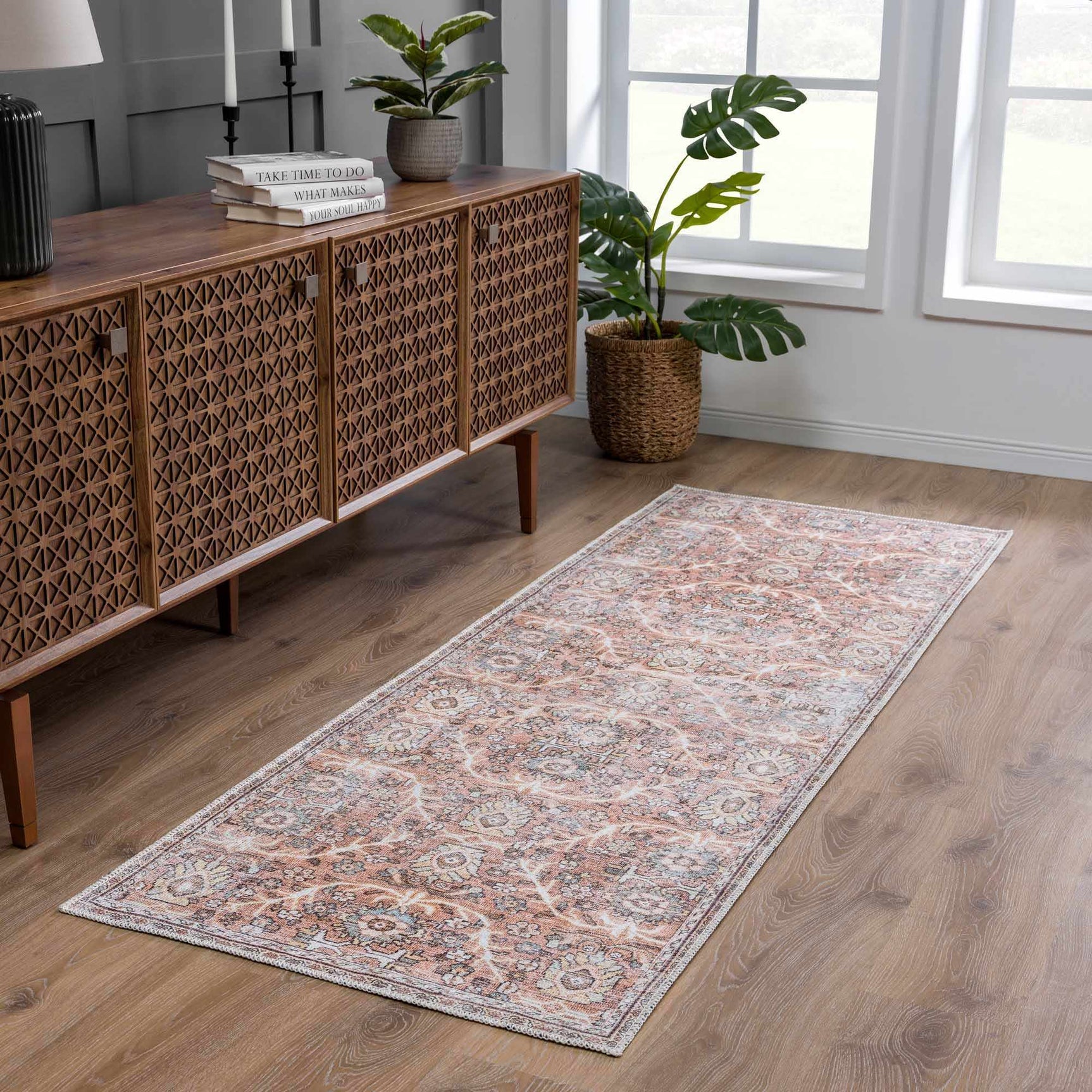 Urpi Rose & Brown Washable Area Rug - Clearance - Ornate Home