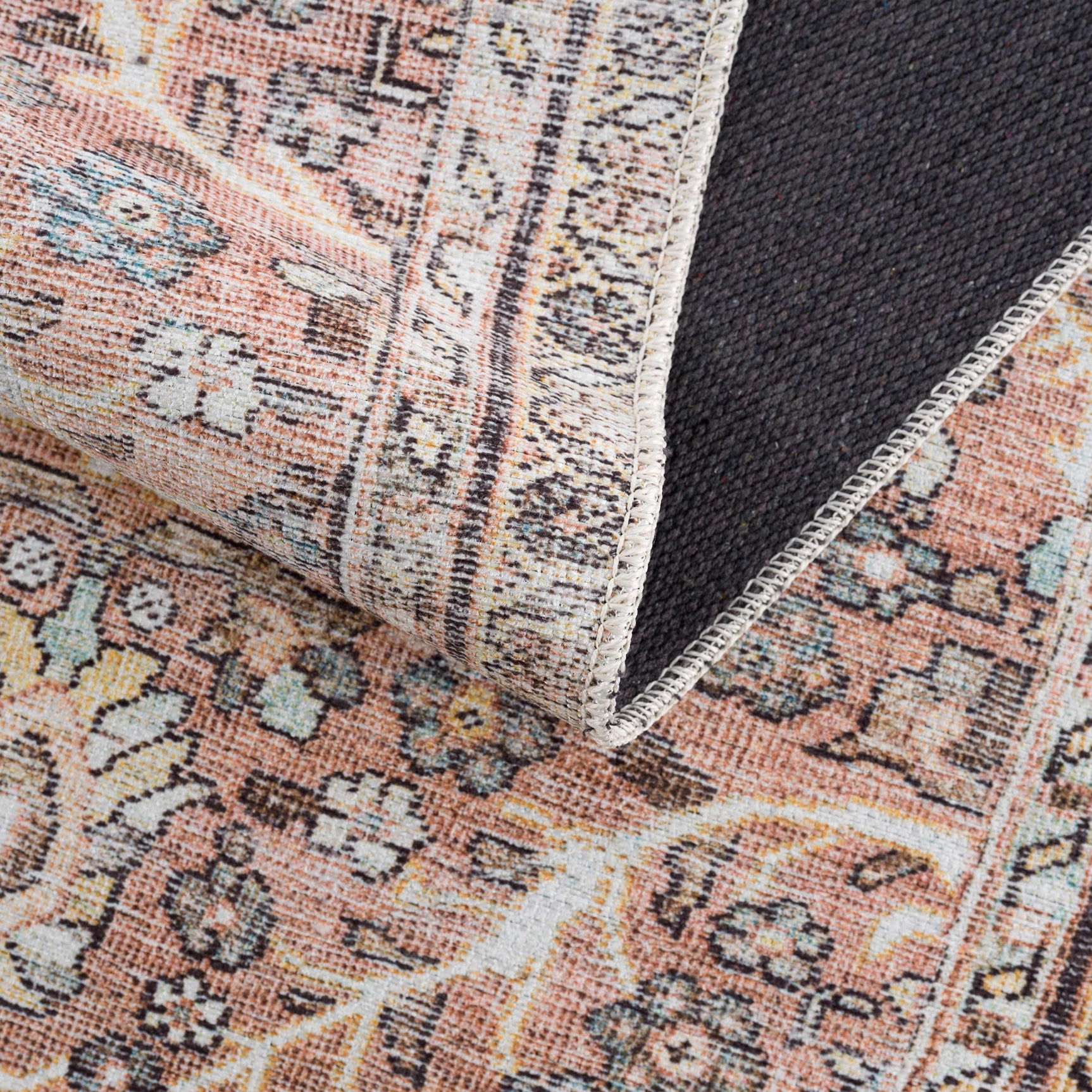 Urpi Rose & Brown Washable Area Rug - Clearance - Ornate Home