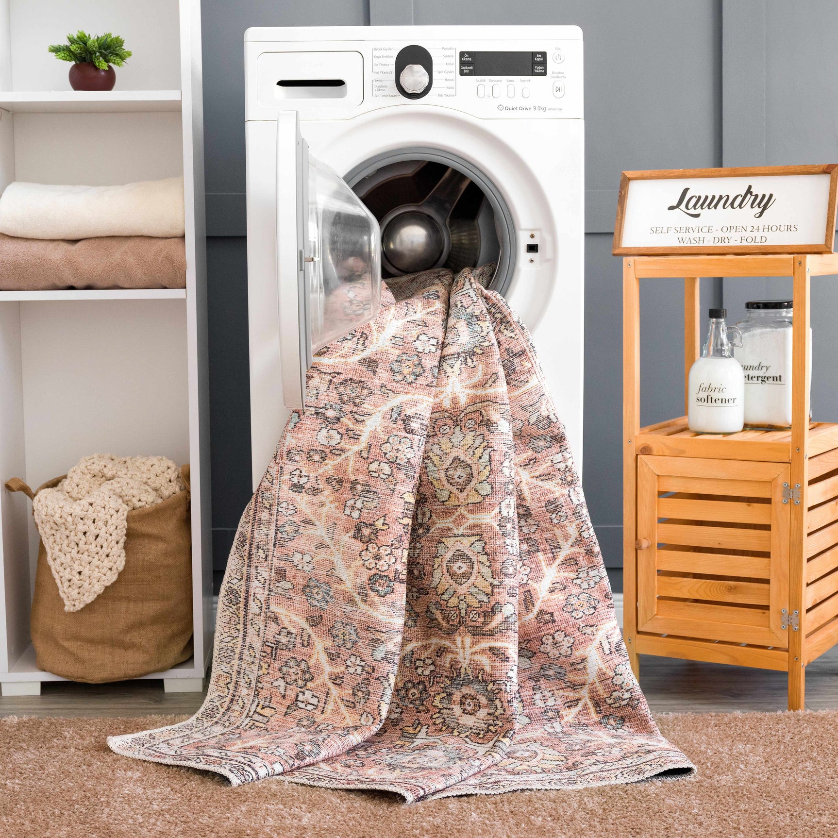 Urpi Rose & Brown Washable Area Rug - Clearance - Ornate Home