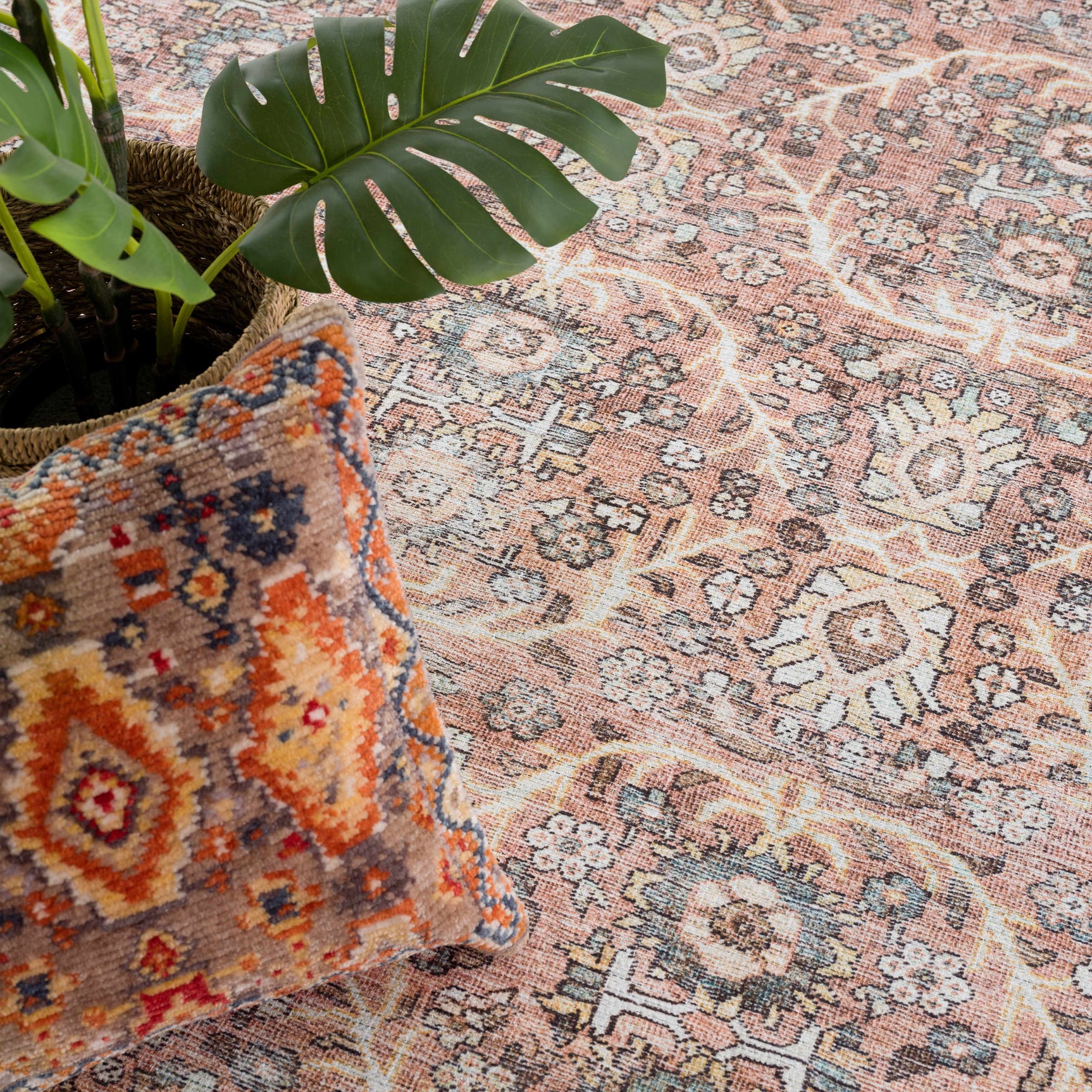 Urpi Rose & Brown Washable Area Rug - Clearance - Ornate Home