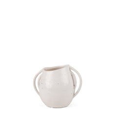 Urvi Off-White Short Speckled Asymmetrical Ceramic Vase - Ornate Home