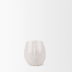 Urvi Off-White Short Speckled Asymmetrical Ceramic Vase - Ornate Home
