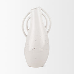 Urvi Off-White Tall Speckled Asymmetrical Ceramic Vase - Ornate Home
