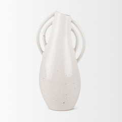 Urvi Off-White Tall Speckled Asymmetrical Ceramic Vase - Ornate Home