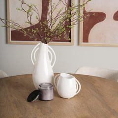 Urvi Off-White Tall Speckled Asymmetrical Ceramic Vase - Ornate Home