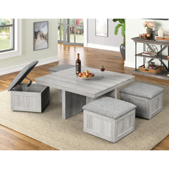 Uster Grey Coffee Table with Four Storage Stools - Ornate Home