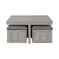 Uster Grey Coffee Table with Four Storage Stools - Ornate Home