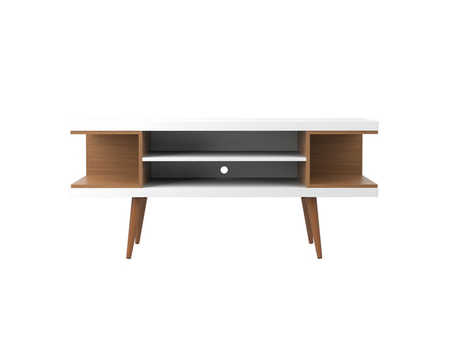 Utopia 53.14 TV Stand in White Gloss and Maple Cream - Ornate Home