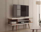 Utopia 53.14 TV Stand in White Gloss and Maple Cream - Ornate Home