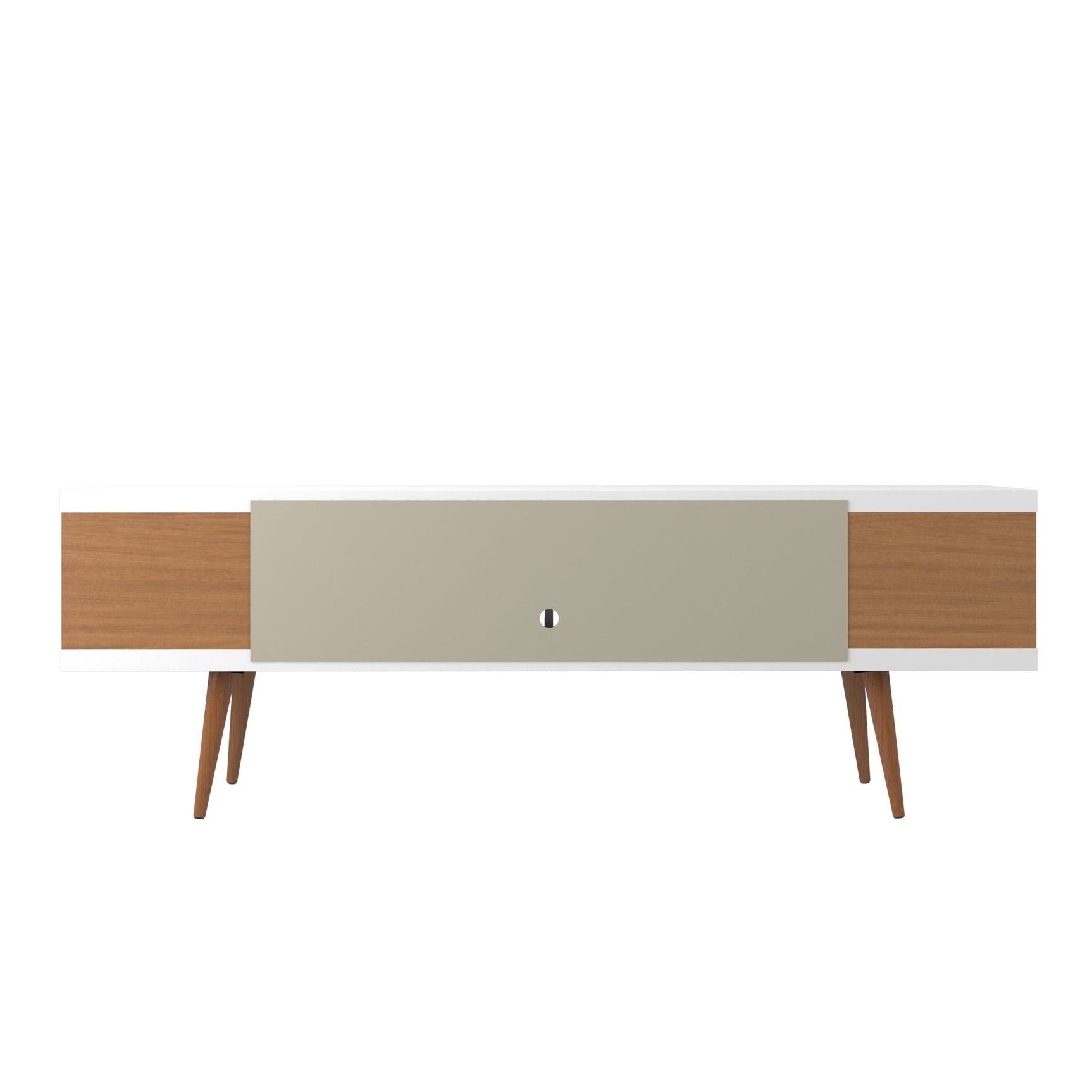 Utopia 70.47 TV Stand in White Gloss and Maple Cream - Ornate Home