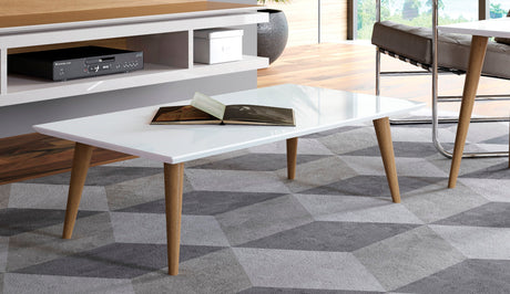 Utopia Low Rectangle End Table in White Gloss - Ornate Home