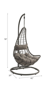 Uzae Gray Patio Swing Chair w/ Stand - Ornate Home