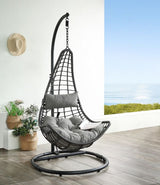 Uzae Gray Patio Swing Chair w/ Stand - Ornate Home