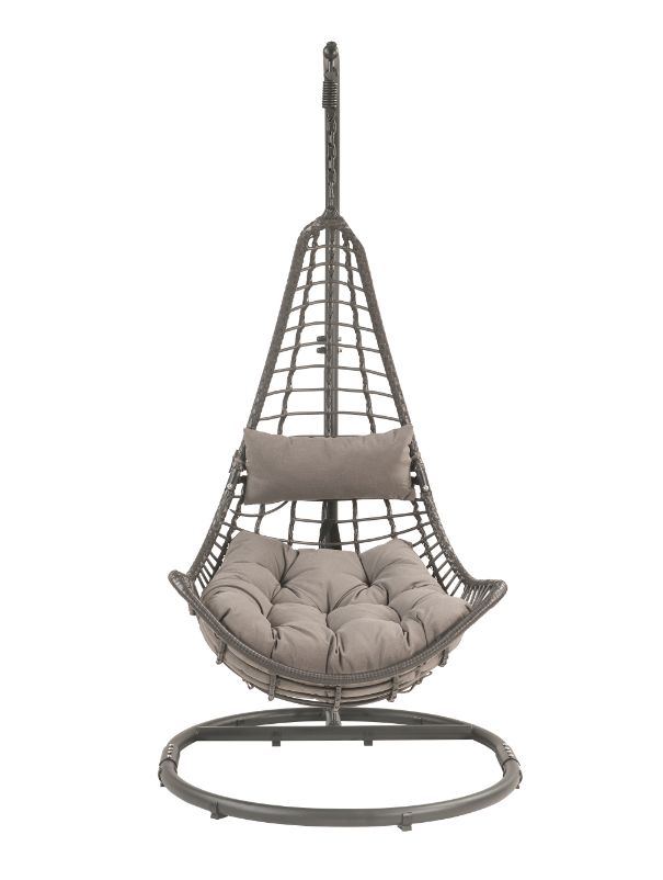 Uzae Gray Patio Swing Chair w/ Stand - Ornate Home