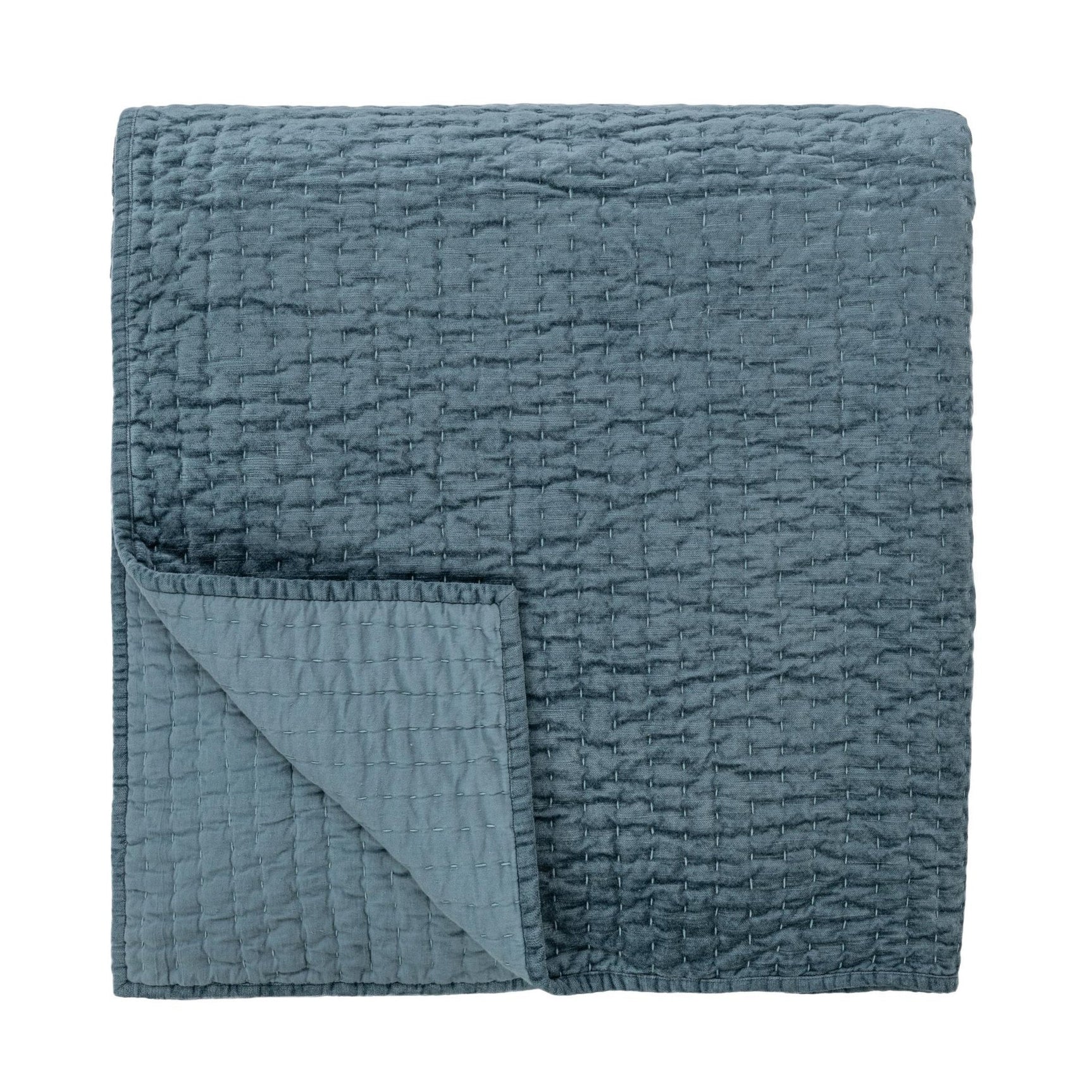 Bari Stone Blue Velvet Quilt Collection