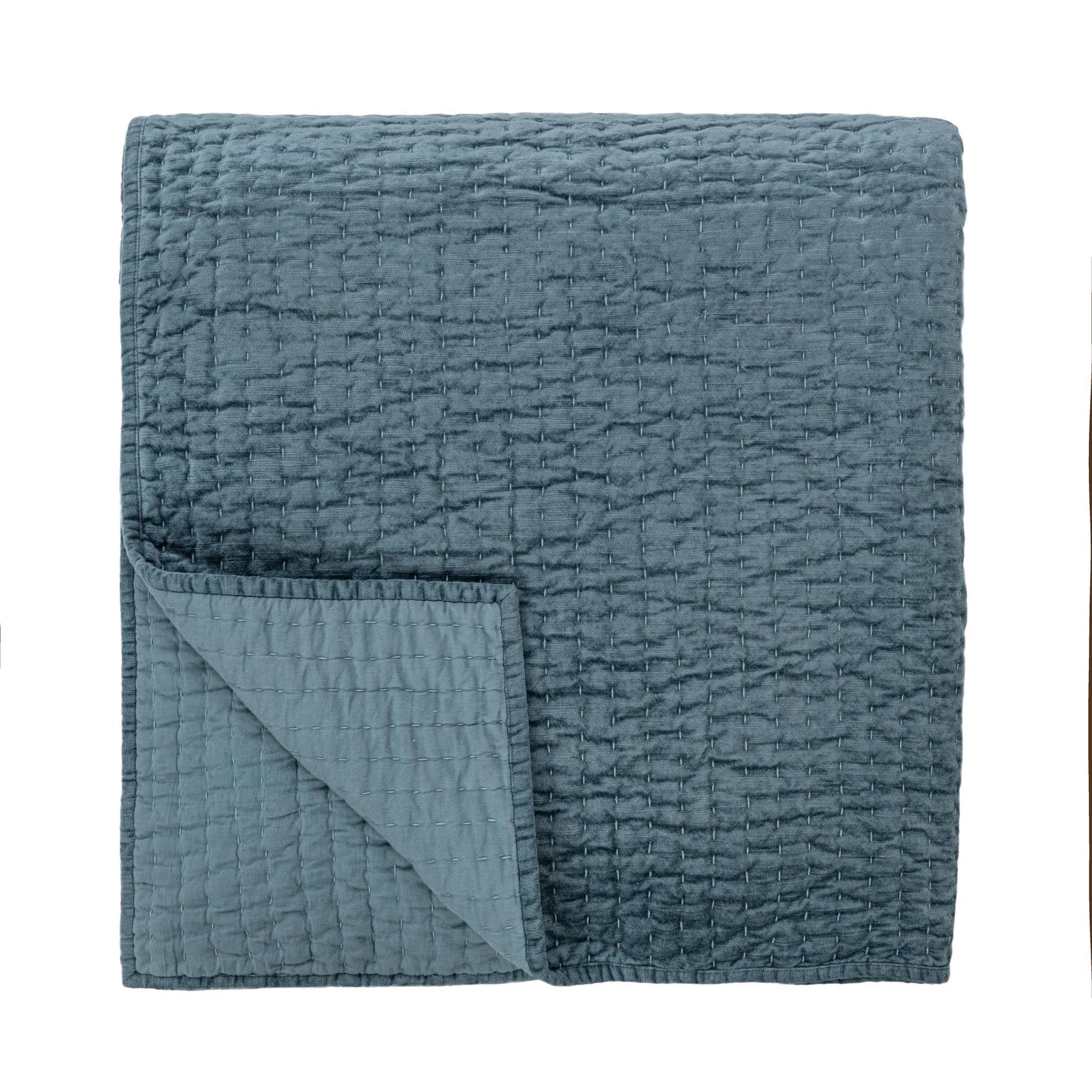 Bari Stone Blue Velvet Quilt Collection