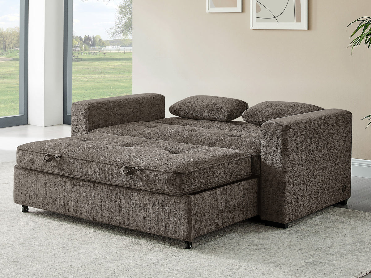 Arnold Ash Brown 76"W Chenille Convertible Sleeper Sofa
