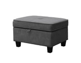 Harmony Gray 99"W Fabric Sectional Sofa with Left-Facing Chaise & Ottoman