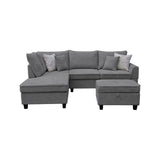 Harmony Gray 99"W Fabric Sectional Sofa with Left-Facing Chaise & Ottoman