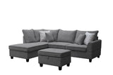 Harmony Gray 99"W Fabric Sectional Sofa with Left-Facing Chaise & Ottoman