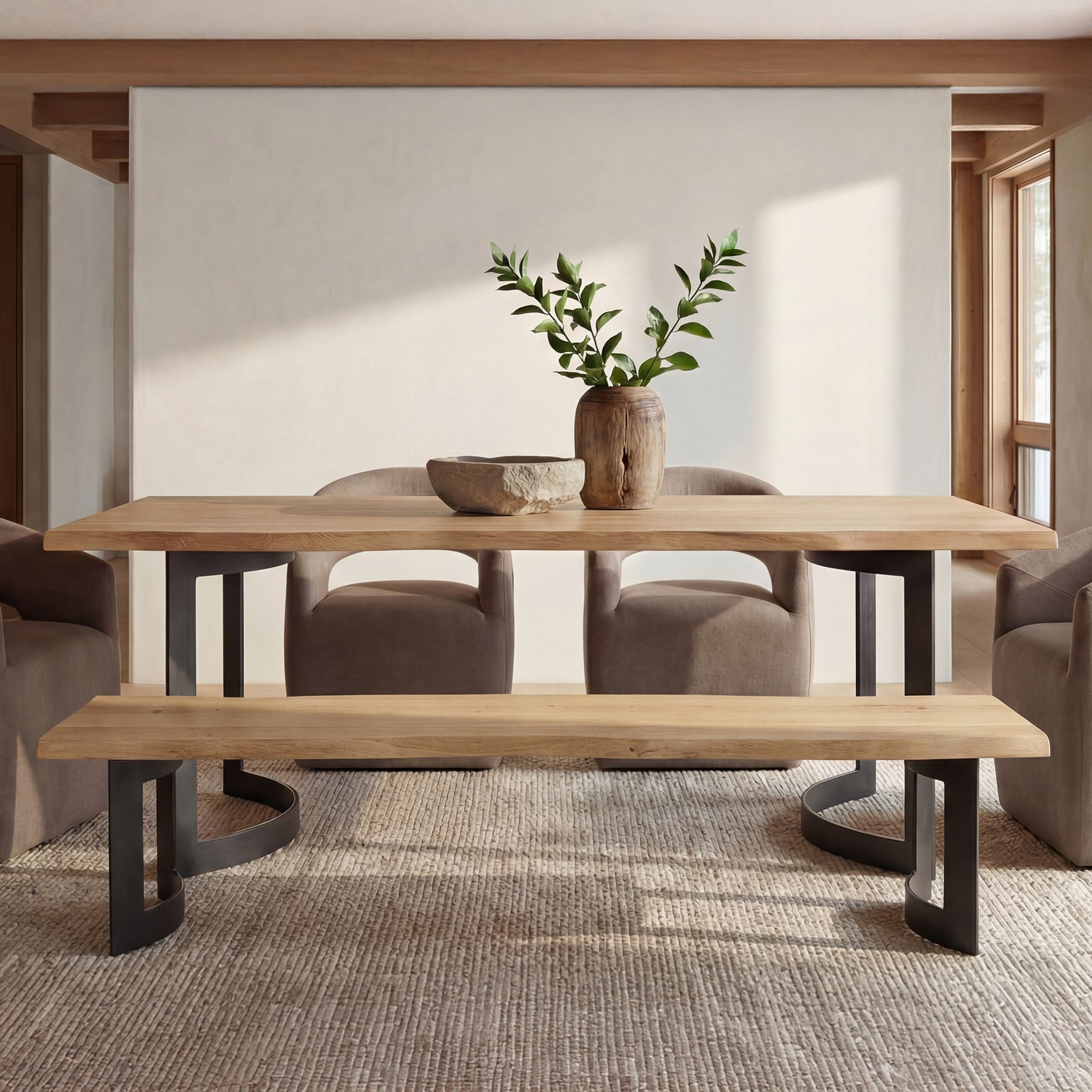 Bent Natural Oak Extra Small Bench
