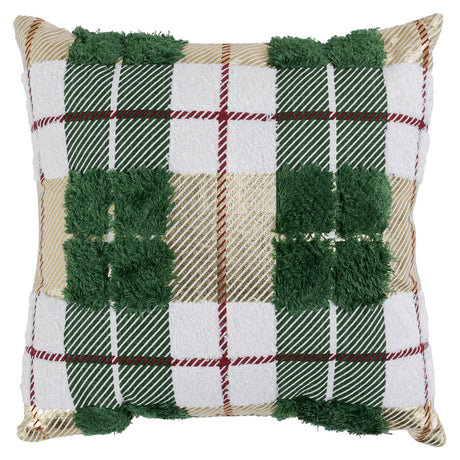 VE Plaid Green Texture Multi Multiple Sizes Throw Pillow - Ornate Home