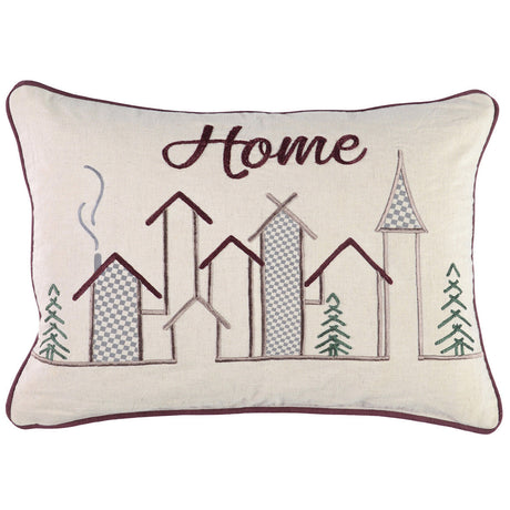 VE Winter Town Natural 14x20 Throw Pillow - Ornate Home