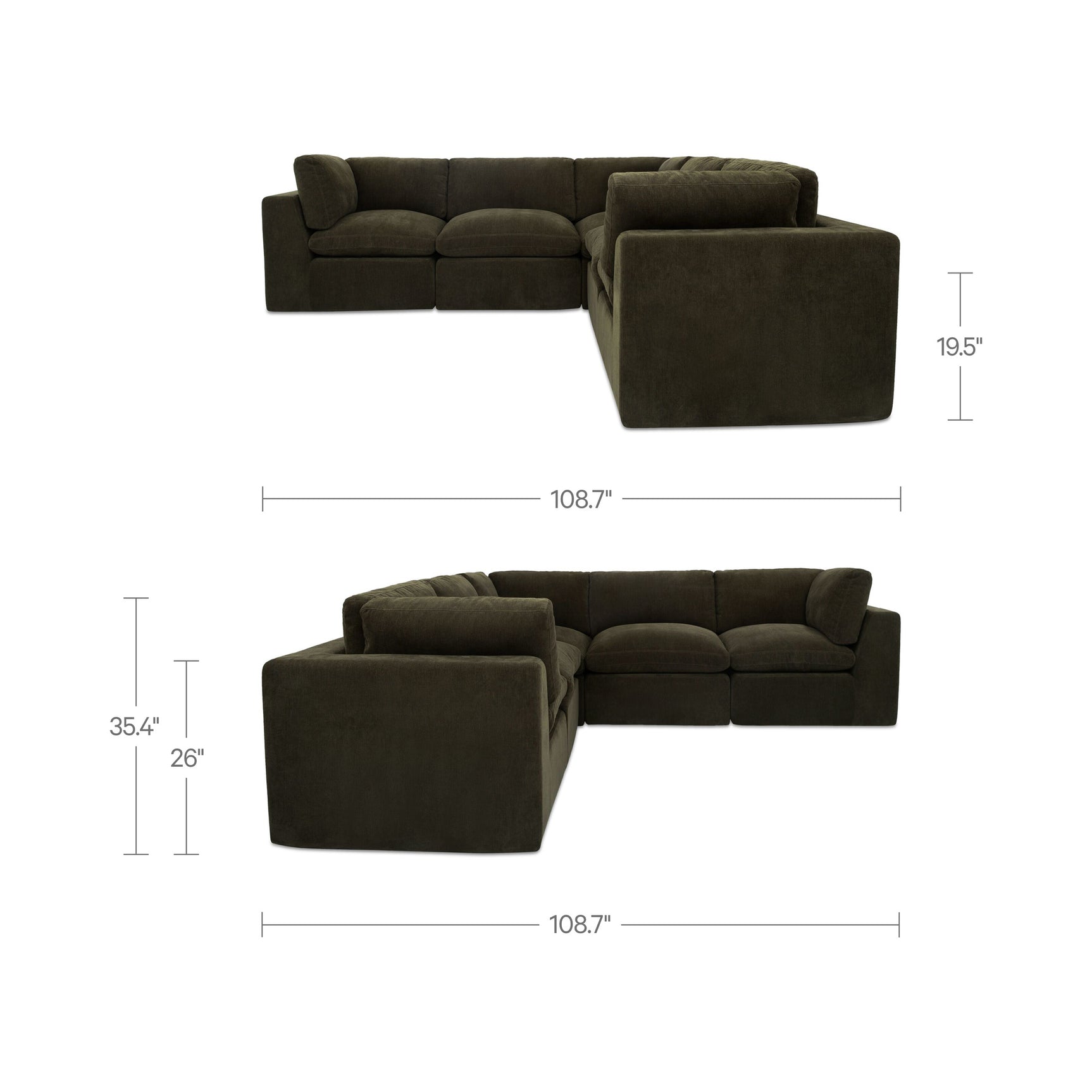 Cates Dark Green Classic L Modular Sectional