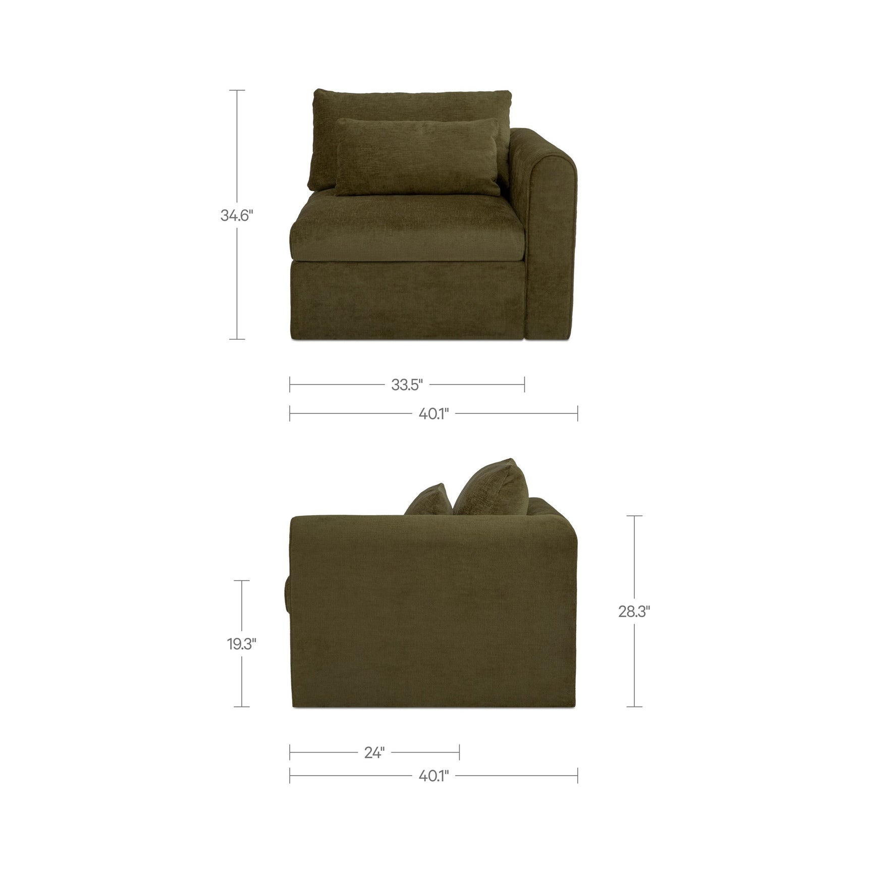 Swift Dark Green Right Arm Facing Chair