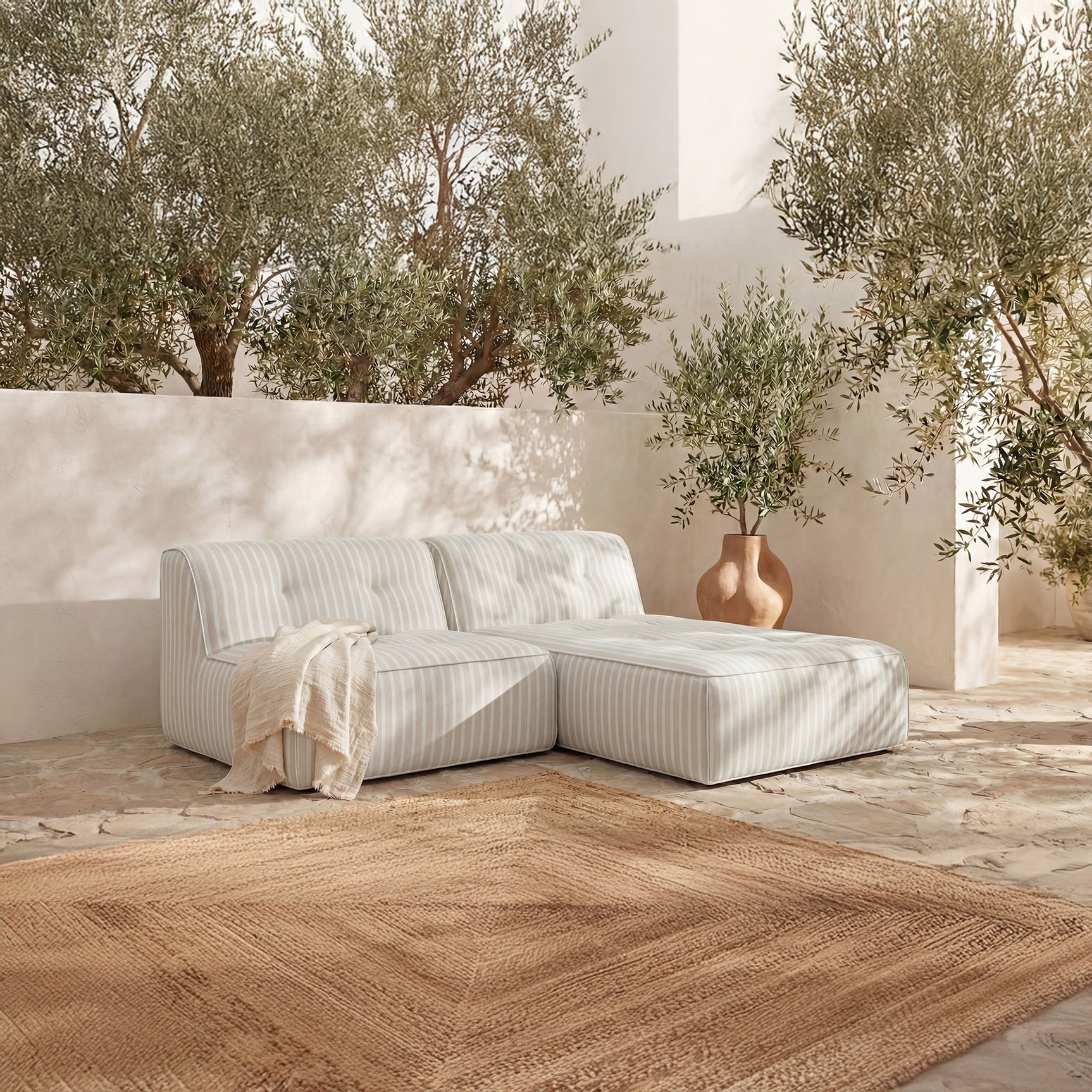 Sunseeker Brown Stripe 2 Piece Outdoor Nook