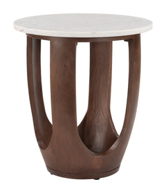 Vaan White & Walnut Side Table - Ornate Home