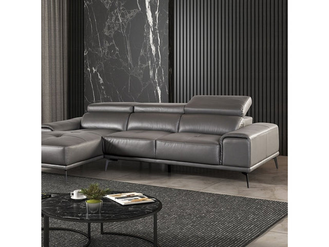 Vadso Dark Gray Leather Match Left Chaise Sectional - Ornate Home