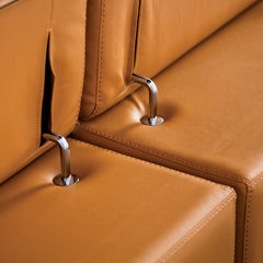 Vadso Tangerine Leather Match Right Chaise Sectional - Ornate Home