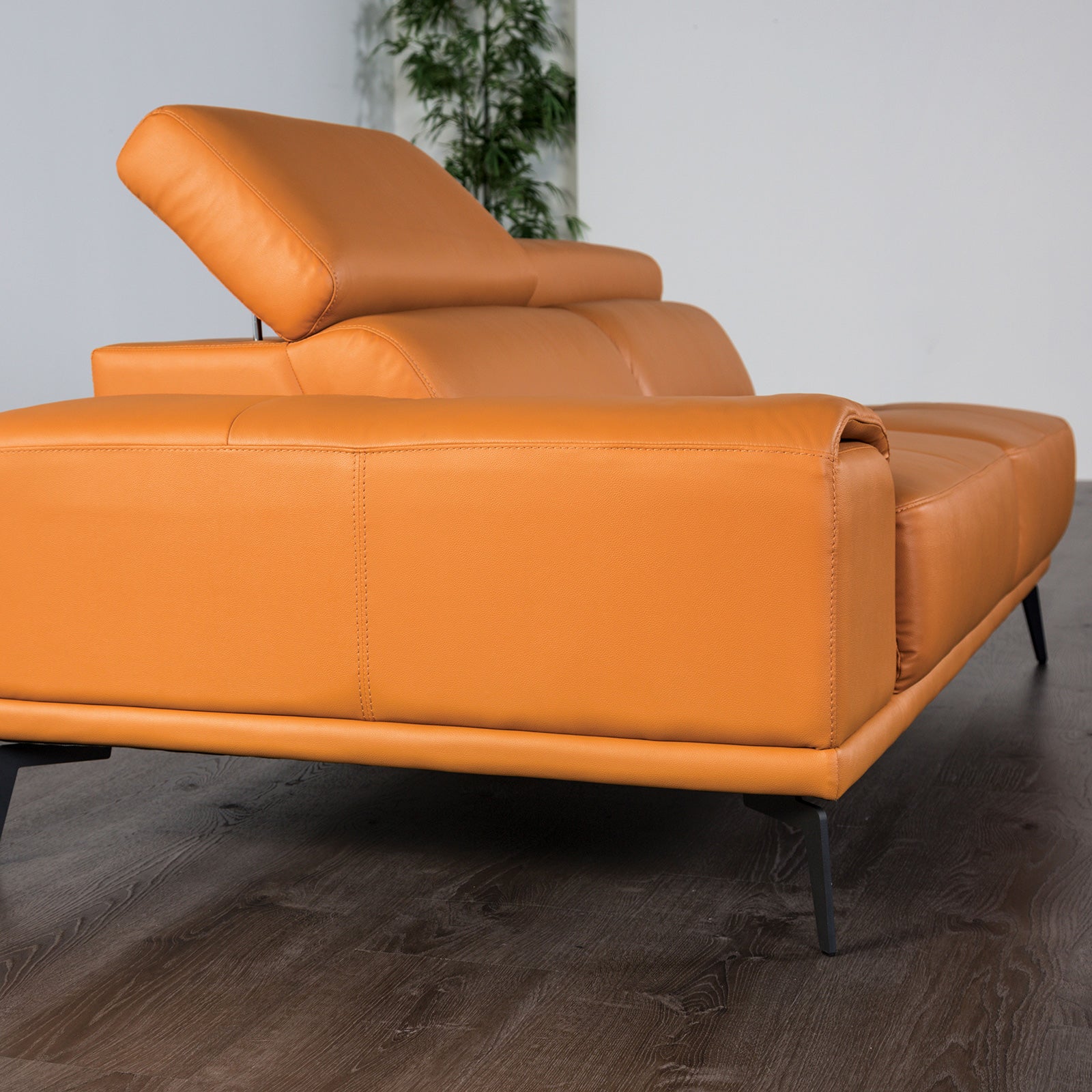 Vadso Tangerine Leather Match Right Chaise Sectional - Ornate Home