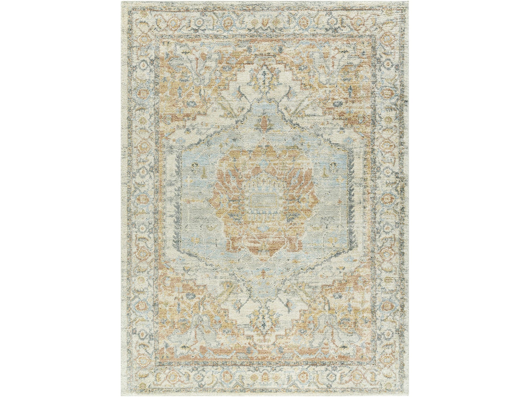 Vaeda Blue & Beige Thick Luxe Rug - Ornate Home