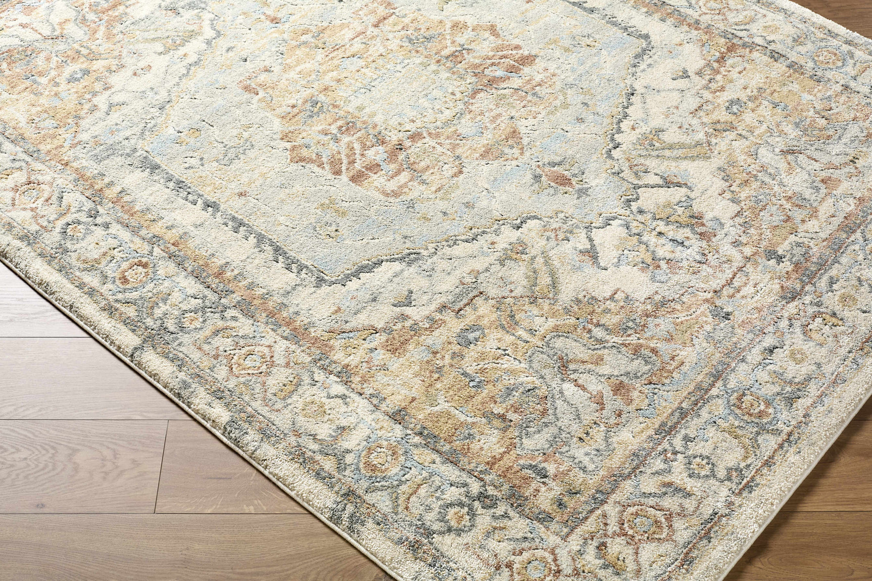 Vaeda Blue & Beige Thick Luxe Rug - Ornate Home