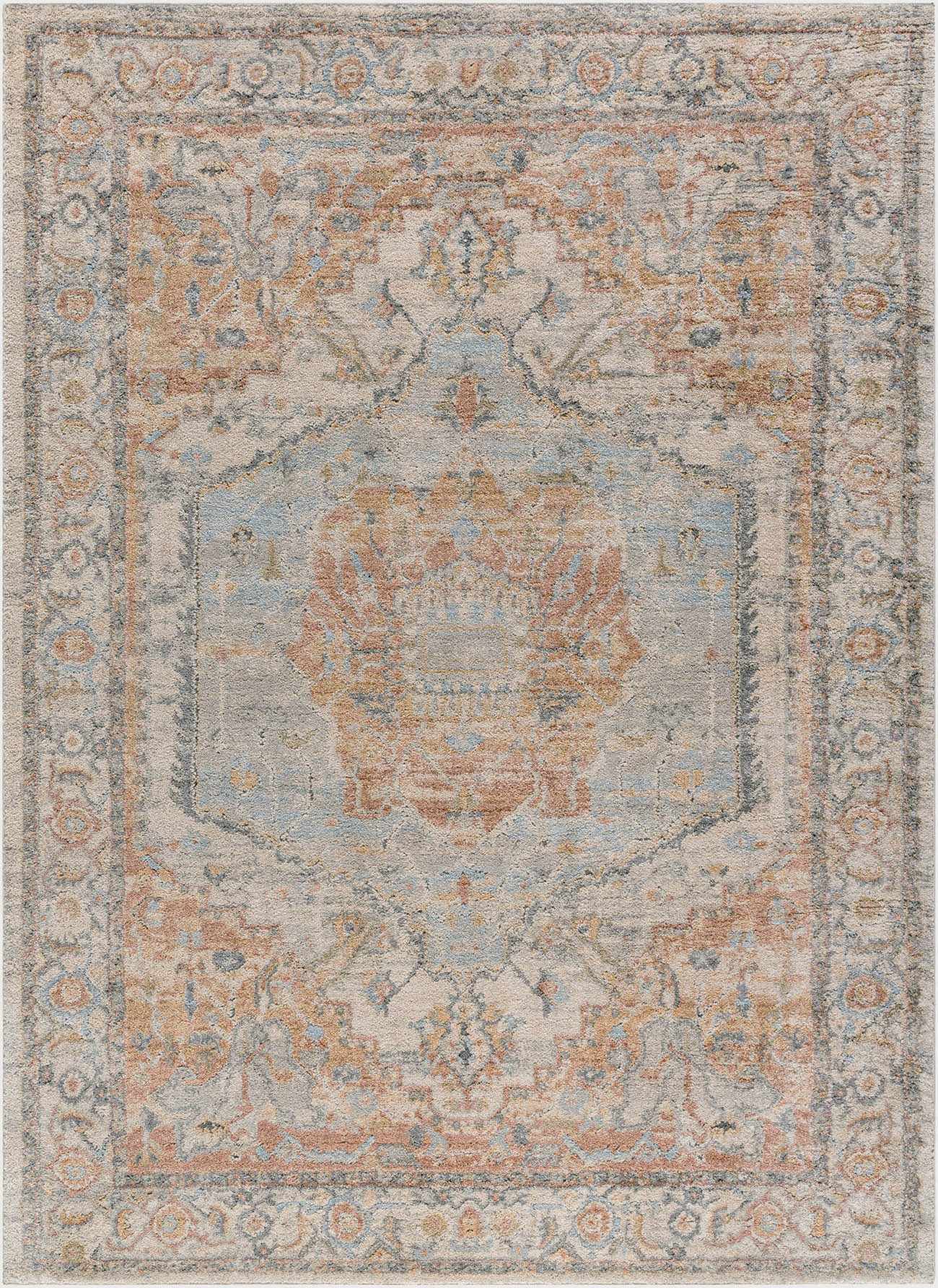Vaeda Blue & Beige Thick Luxe Rug - Ornate Home