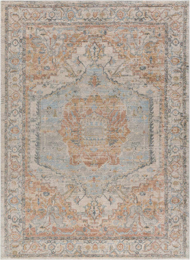 Vaeda Blue & Beige Thick Luxe Rug - Ornate Home