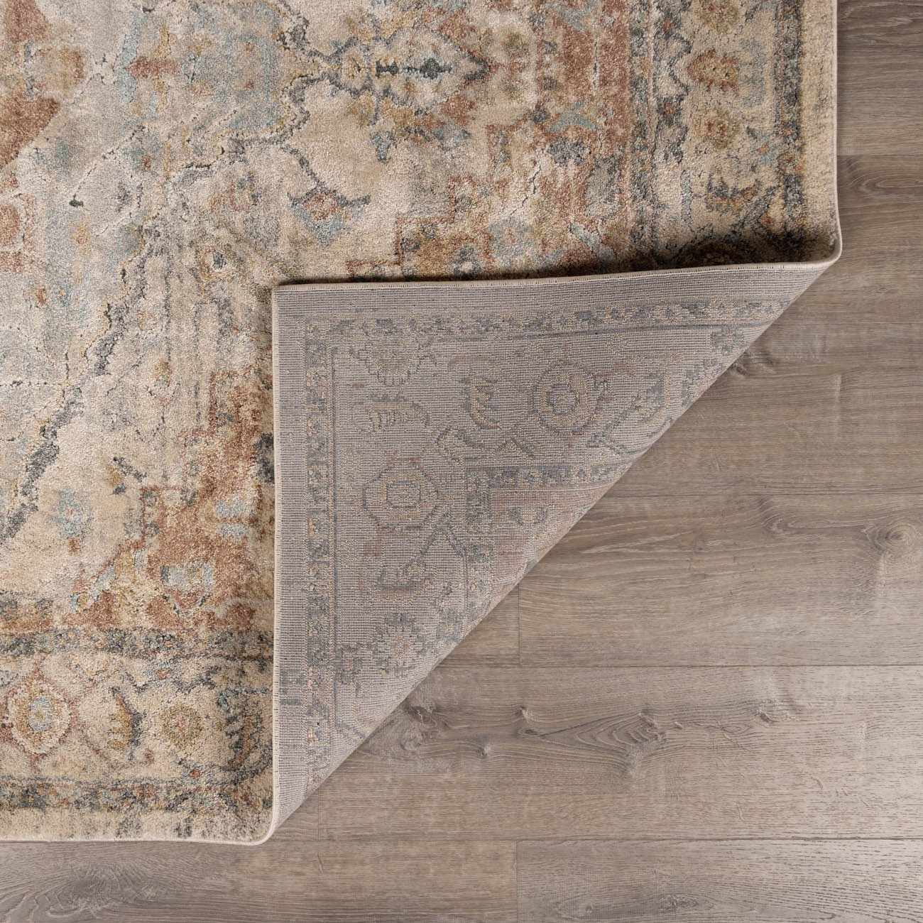 Vaeda Blue & Beige Thick Luxe Rug - Ornate Home