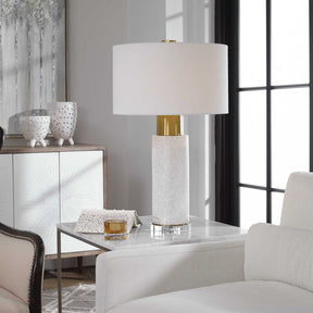 Vaeshon Brass/Gray/White Concrete Table Lamp - Ornate Home