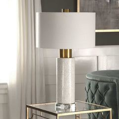 Vaeshon Brass/Gray/White Concrete Table Lamp - Ornate Home