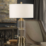 Vaiga Brass Glass Column Lamp - Ornate Home
